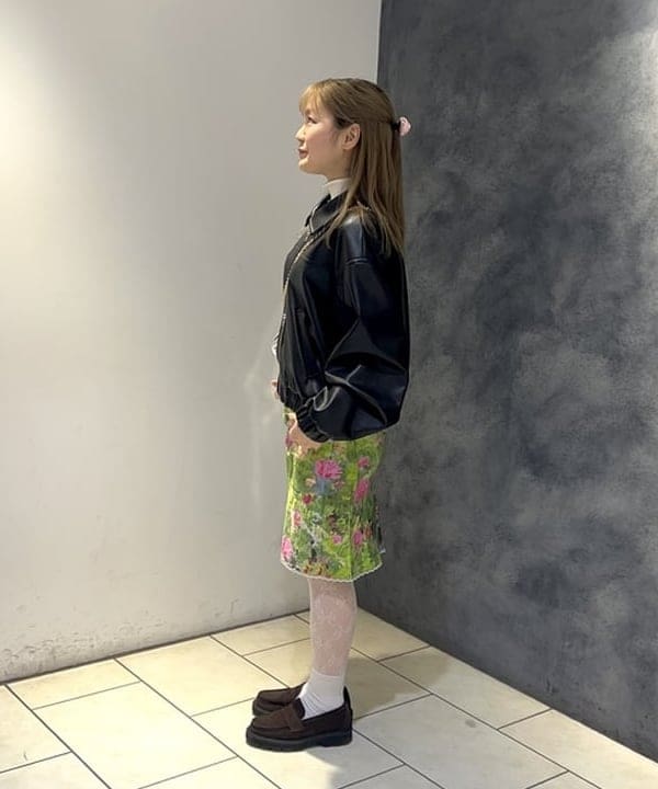 みゆうさんの「BEAMS WOMEN｜フェイクレザー ジップ ブルゾン」を使ったコーディネート