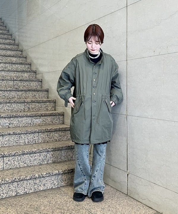 森本 理絵さんの「BEAMS WOMEN｜maturely / メモリー ツイル ミリタリー コート」を使ったコーディネート