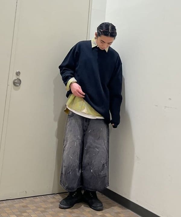 菊田 悠さんの「BEAMS WOMEN｜ルーズ クルーネック サーマル」を使ったコーディネート