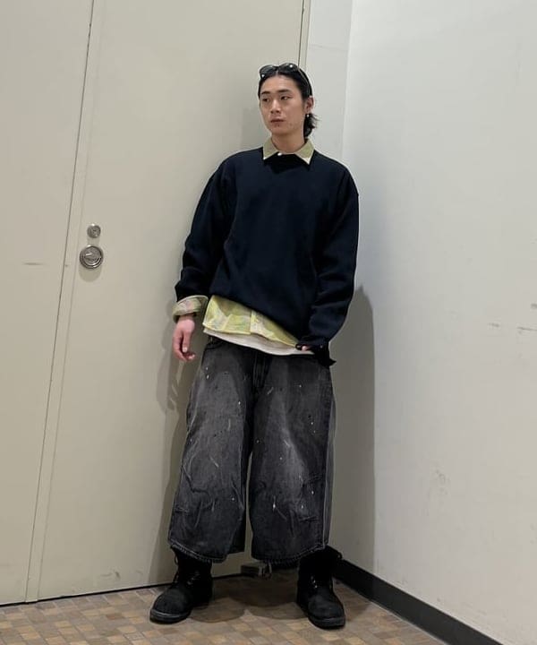 菊田 悠さんの「BEAMS WOMEN｜ルーズ クルーネック サーマル」を使ったコーディネート