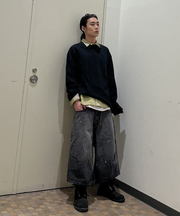 菊田 悠さんの「BEAMS WOMEN｜ルーズ クルーネック サーマル」を使ったコーディネート