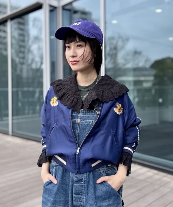 N54○ Athlete BEAMS BOYスタジャン ネイビー 牛革 BEAMS BOY（1174949） スタイリング・コーディネイト｜BEAMS
