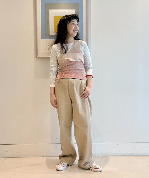 おのすさんの「BEAMS WOMEN｜maturely / プレーティング ワンショルダー ベスト」を使ったコーディネート