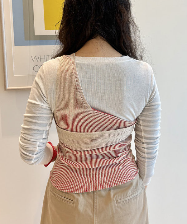 おのすさんの「BEAMS WOMEN｜maturely / プレーティング ワンショルダー ベスト」を使ったコーディネート