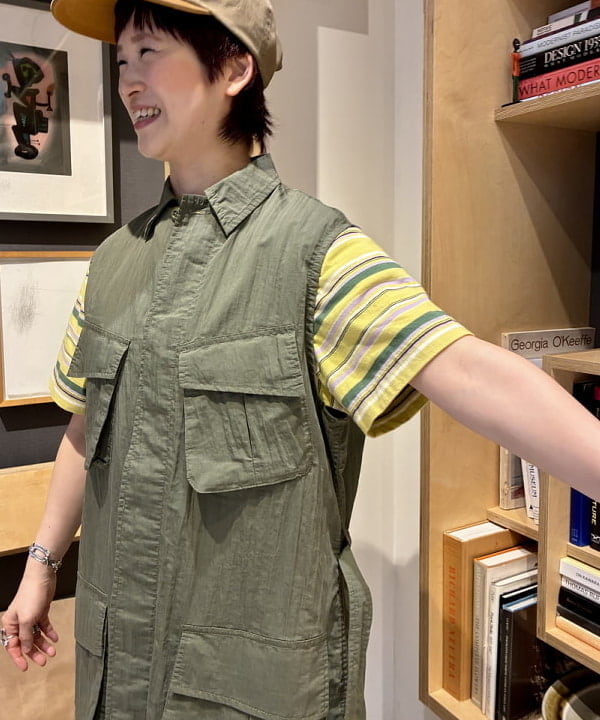 木村 梨香さんの「BEAMS WOMEN｜エンブロイダリー マルチボーダー ショートスリーブ Tシャツ」を使ったコーディネート