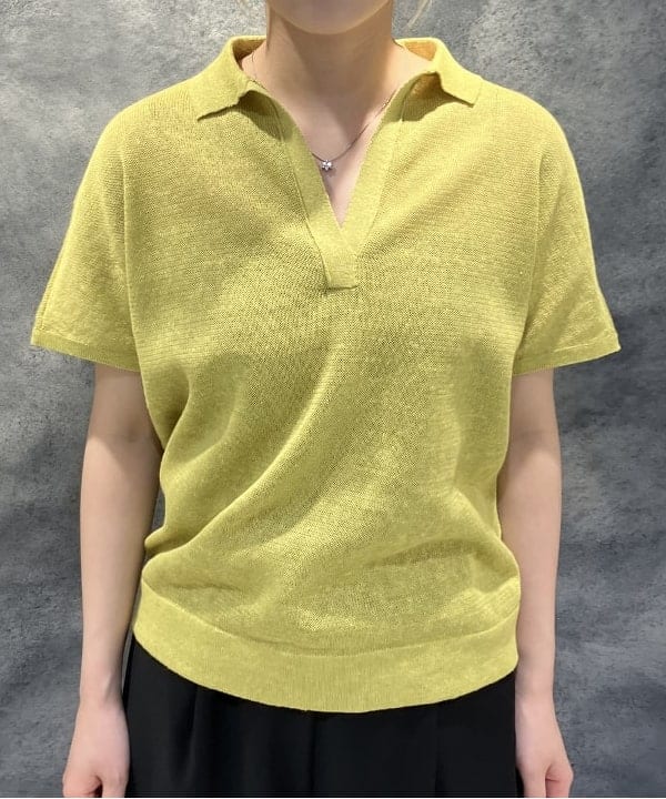 菜月さんの「BEAMS WOMEN｜SLOANE / 10ゲージ スキッパー ハーフスリーブ ニット」を使ったコーディネート