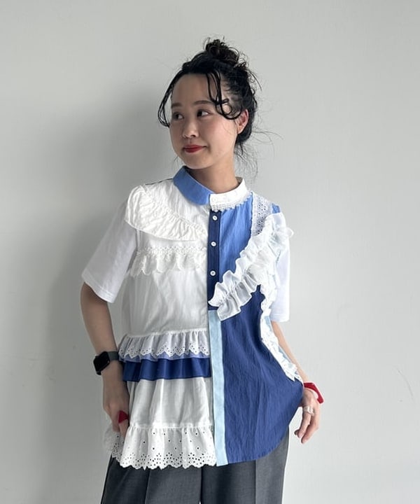 清水 彩乃さんの「BEAMS WOMEN｜ティーダブ ワイド スラックス」を使ったコーディネート