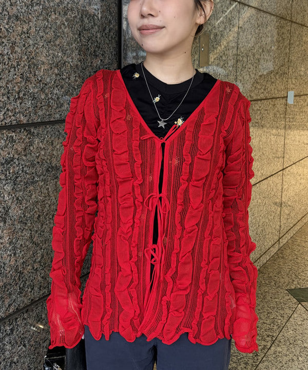 まゆちゃんさんの「BEAMS WOMEN｜メッシュ ストライプ カーディガン」を使ったコーディネート