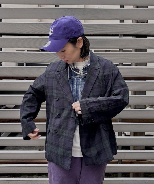 つぼさんの「BEAMS WOMEN｜チェック ダブル ジャケット」を使ったコーディネート