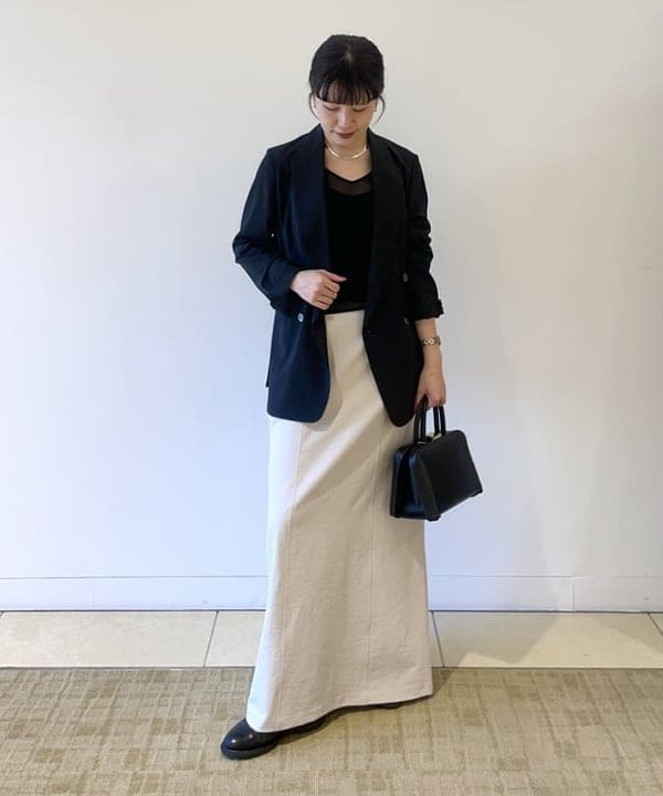 SAKAIさんの「BEAMS WOMEN｜AK+1 / シアー 4ボタン ダブル ジャケット」を使ったコーディネート