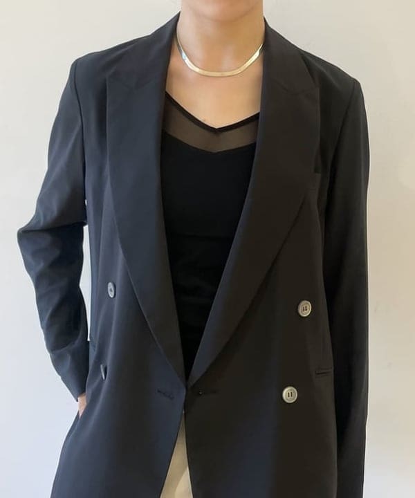 SAKAIさんの「BEAMS WOMEN｜AK+1 / シアー 4ボタン ダブル ジャケット」を使ったコーディネート