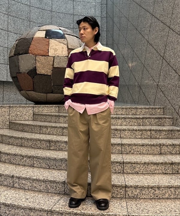 配島 孝明さんの「BEAMS WOMEN｜ワイドフィット 7ゲージ ラガー ニットポロシャツ」を使ったコーディネート