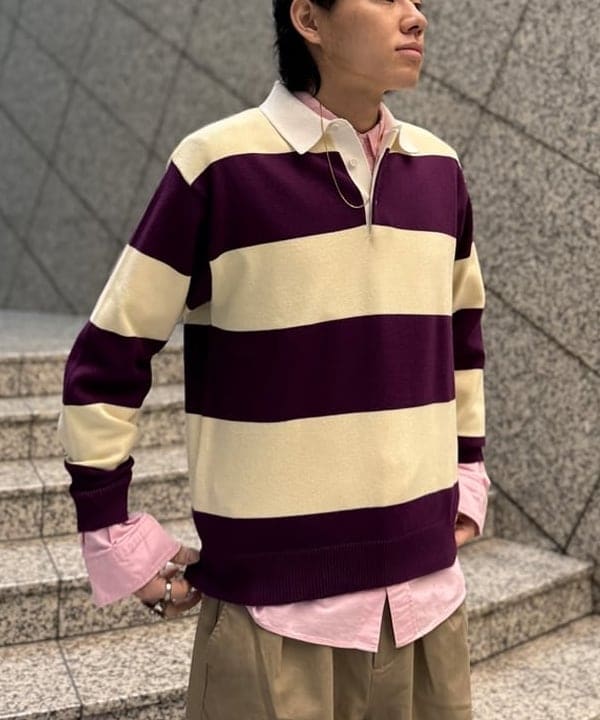 配島 孝明さんの「BEAMS WOMEN｜ワイドフィット 7ゲージ ラガー ニットポロシャツ」を使ったコーディネート