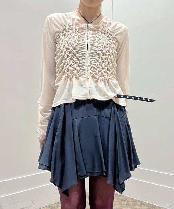 あさひさんの「BEAMS WOMEN｜シャーリング ギャザー カーディガン」を使ったコーディネート