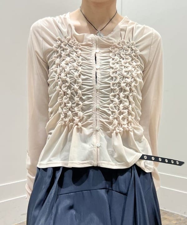 あさひさんの「BEAMS WOMEN｜シャーリング ギャザー カーディガン」を使ったコーディネート