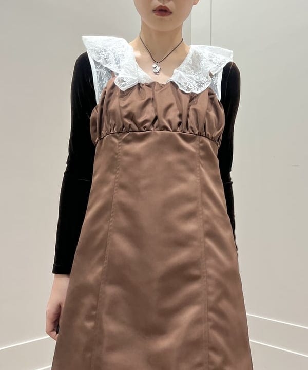 あさひさんの「BEAMS WOMEN｜サテン ミニ キャミソール ワンピース」を使ったコーディネート