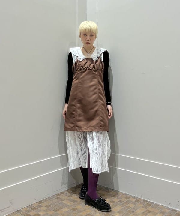 あさひさんの「BEAMS WOMEN｜サテン ミニ キャミソール ワンピース」を使ったコーディネート