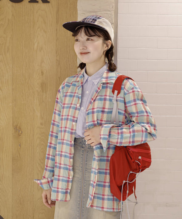 Joさんの「BEAMS WOMEN｜5 Panel Mesh Madras」を使ったコーディネート