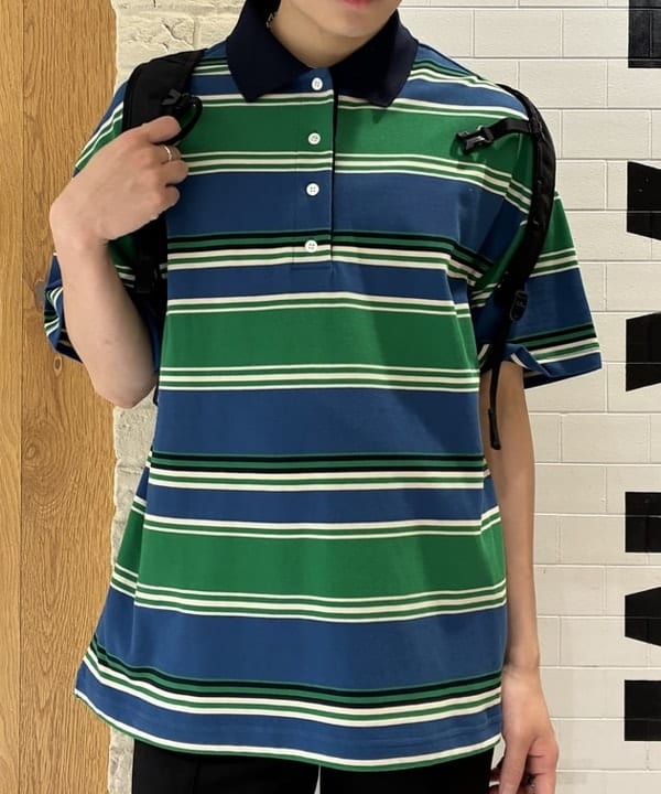 マツミヤさんの「BEAMS WOMEN｜マルチ ボーダー ビッグ ポロ」を使ったコーディネート