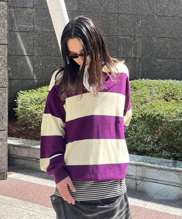 菊田 悠さんの「BEAMS WOMEN｜ワイドフィット 7ゲージ ラガー ニットポロシャツ」を使ったコーディネート