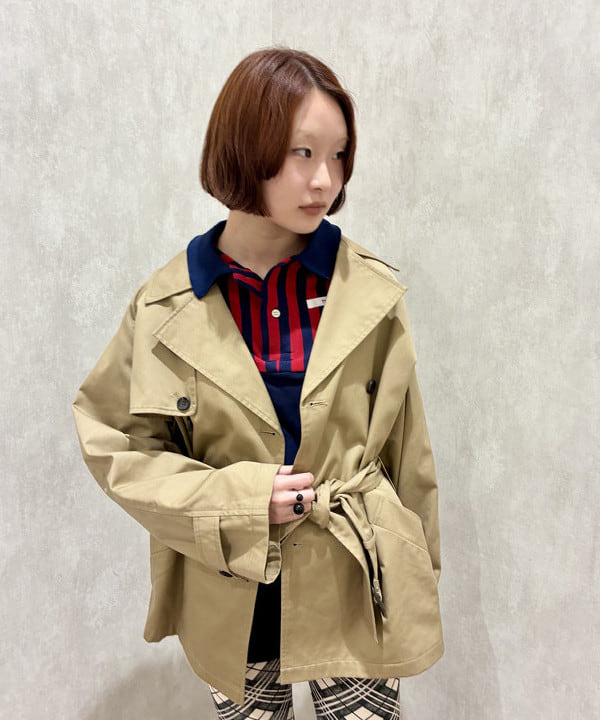 水野 萌香さんの「BEAMS WOMEN｜オーバーサイズ ハーフ トレンチ コート」を使ったコーディネート