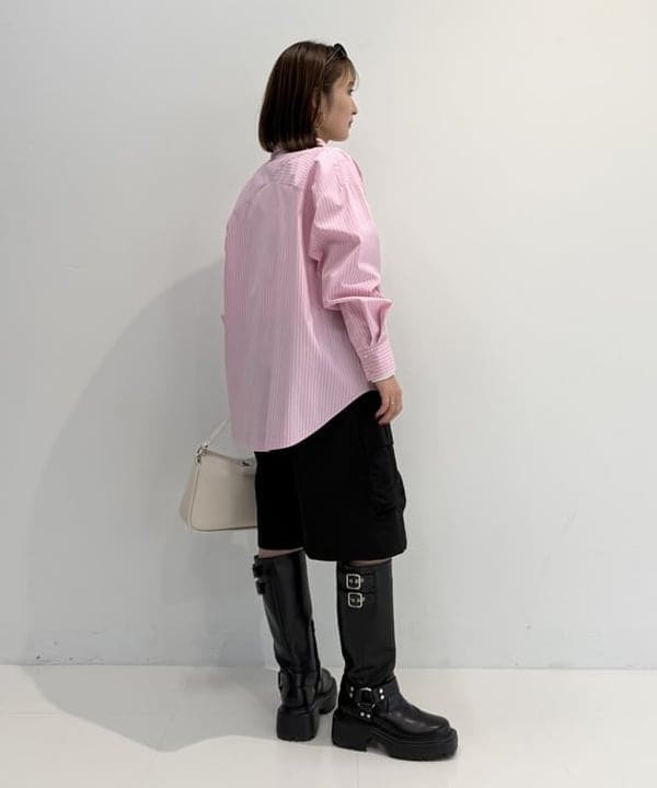 松本 佳菜子さんの「BEAMS WOMEN｜ストライプ ビッグ シャツ」を使ったコーディネート