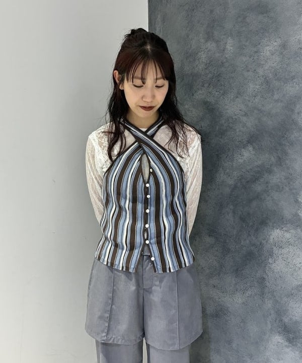 SAEさんの「BEAMS WOMEN｜マルチストライプ ニット キャミソール」を使ったコーディネート