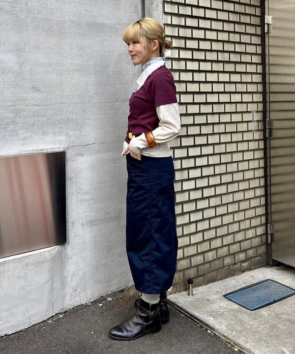 小原 もこさんの「BEAMS WOMEN｜ボーイ ベーシック Tシャツ」を使ったコーディネート