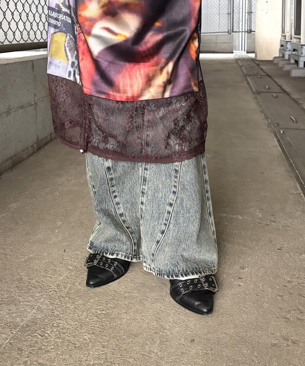 むりょさんの「BEAMS WOMEN｜レース テープ キリカエ Tシャツ」を使ったコーディネート