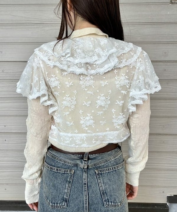 カタヤマ アヤさんの「BEAMS WOMEN｜シアー リブ ニット ポロ カーディガン」を使ったコーディネート