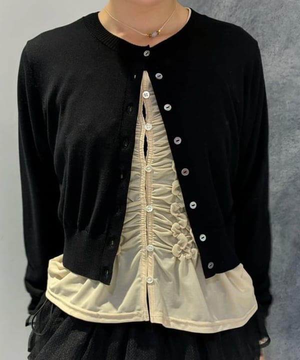 Hazukiさんの「BEAMS WOMEN｜14ゲージ ショート丈 クルーネック カーディガン」を使ったコーディネート