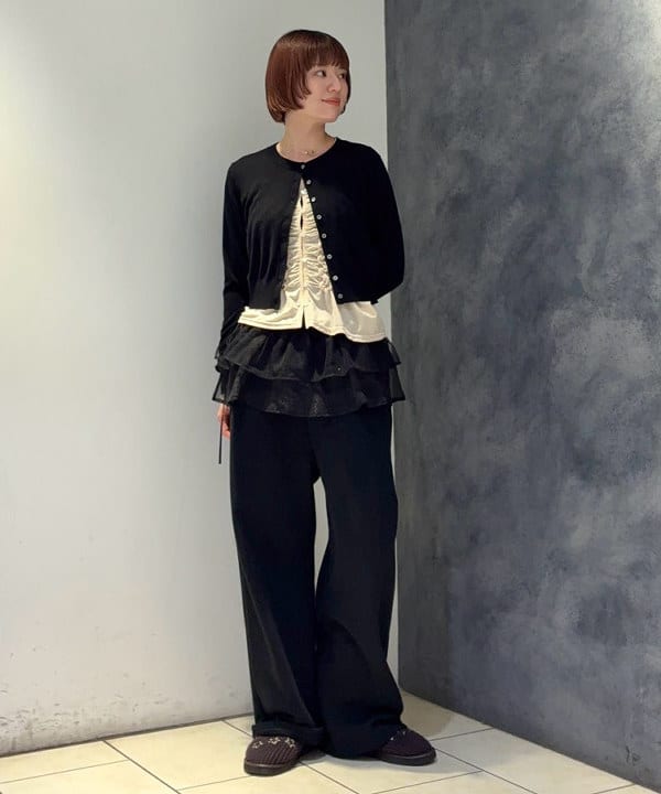 Hazukiさんの「BEAMS WOMEN｜14ゲージ ショート丈 クルーネック カーディガン」を使ったコーディネート