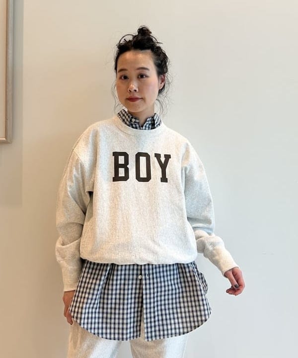 清水 彩乃さんの「BEAMS WOMEN｜【別注】Champion / ボーイ リバースウィーブ(R) クルー」を使ったコーディネート