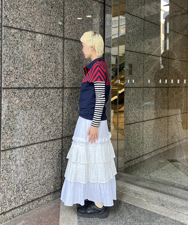 あさひさんの「BEAMS WOMEN｜カットソーレース ティアード スカート」を使ったコーディネート