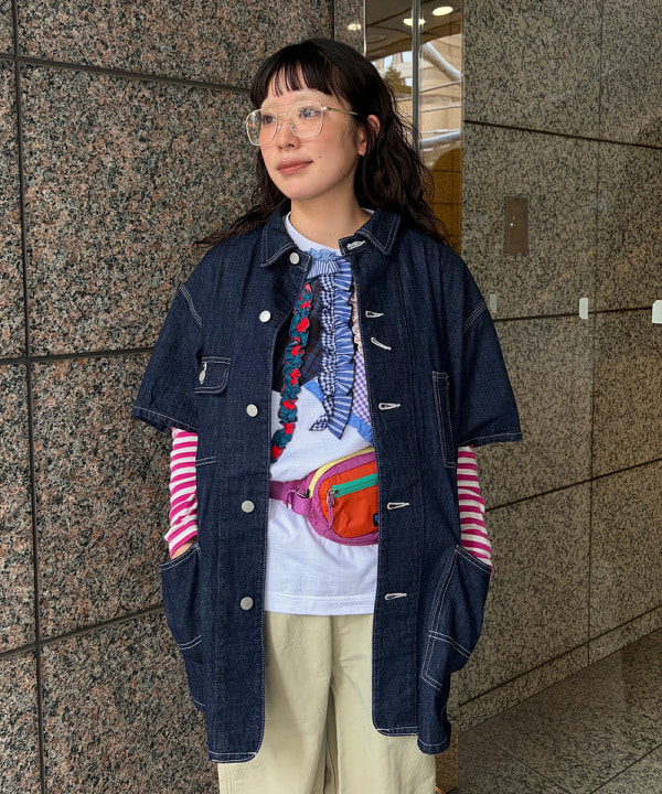 ばるたんさんの「BEAMS WOMEN｜【別注】TORI-TO / 縦フリル Ｔシャツ」を使ったコーディネート