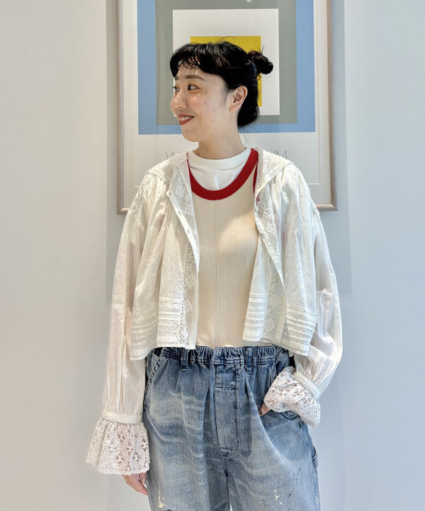おのすさんの「BEAMS WOMEN｜ヴィンテージ レース ブラウス」を使ったコーディネート