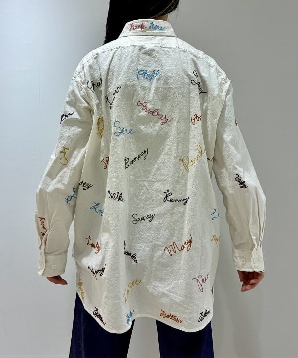 にしだてさんの「BEAMS WOMEN｜エンブロ ワーク シャツ」を使ったコーディネート