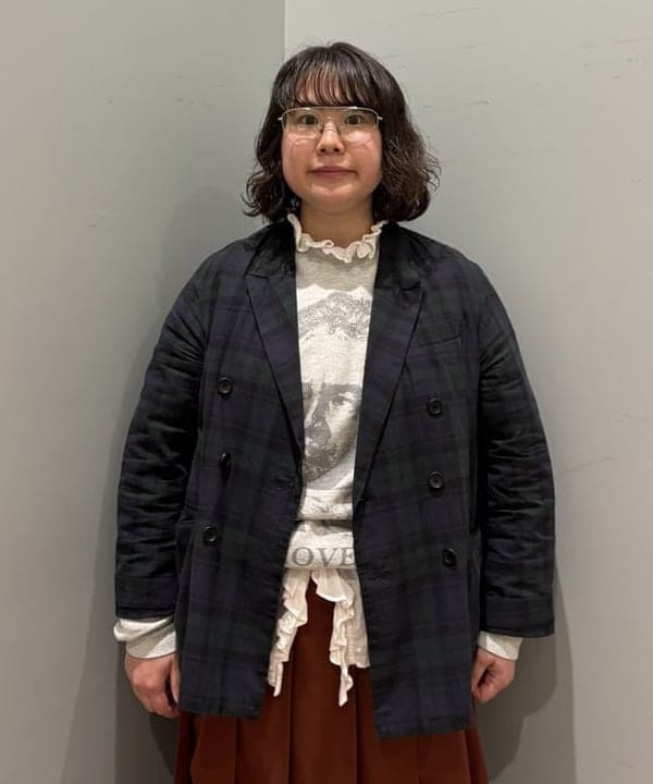 イガラシさんの「BEAMS WOMEN｜チェック ダブル ジャケット」を使ったコーディネート