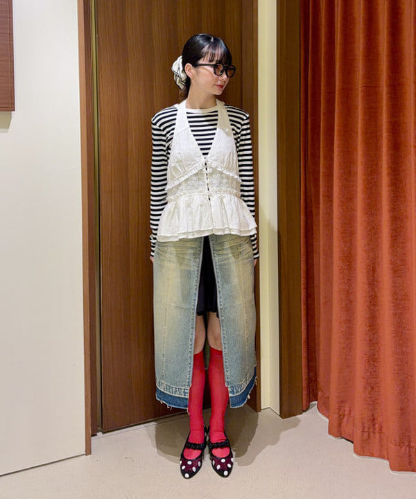 むりょさんの「BEAMS WOMEN｜ ドット メッシュ パンプス」を使ったコーディネート