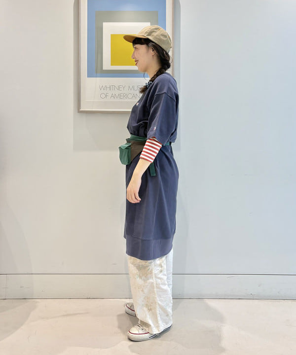 おのすさんの「BEAMS WOMEN｜【別注】Champion / リバースウィーブ(R) ショートスリーブ ワンピース」を使ったコーディネート