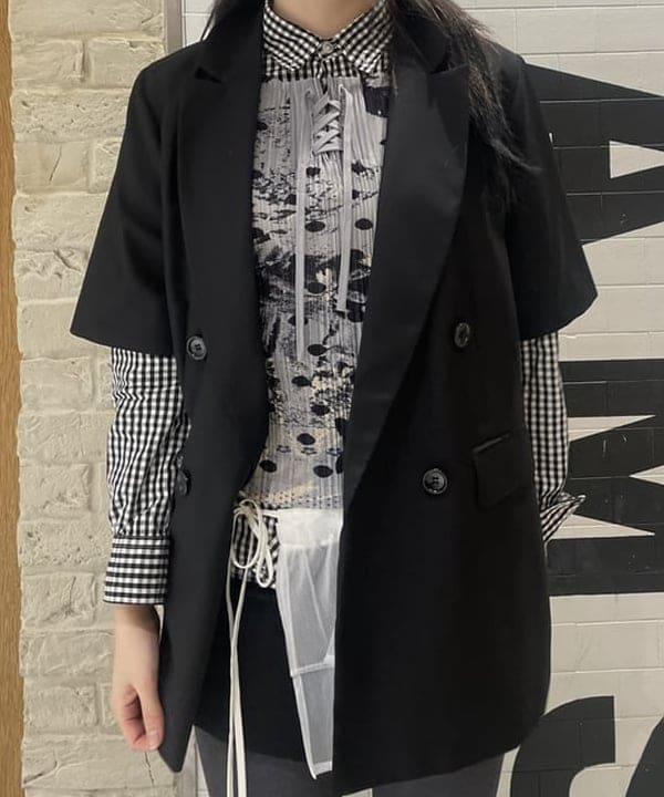 rinnaさんの「BEAMS WOMEN｜4ボタン ダブル ハーフスリーブ ジャケット 26SS」を使ったコーディネート