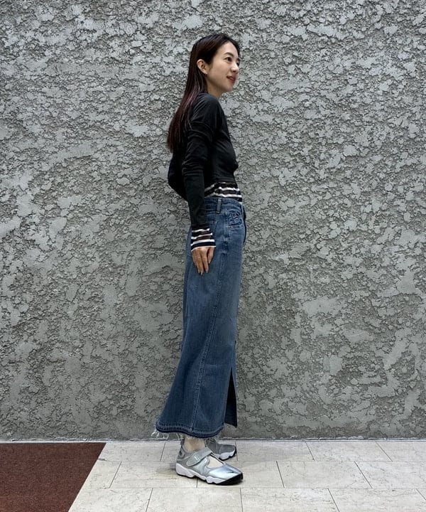 ササキさんの「BEAMS WOMEN｜ORCIVAL / シースルー ボーダー ロングスリーブ カットソー」を使ったコーディネート