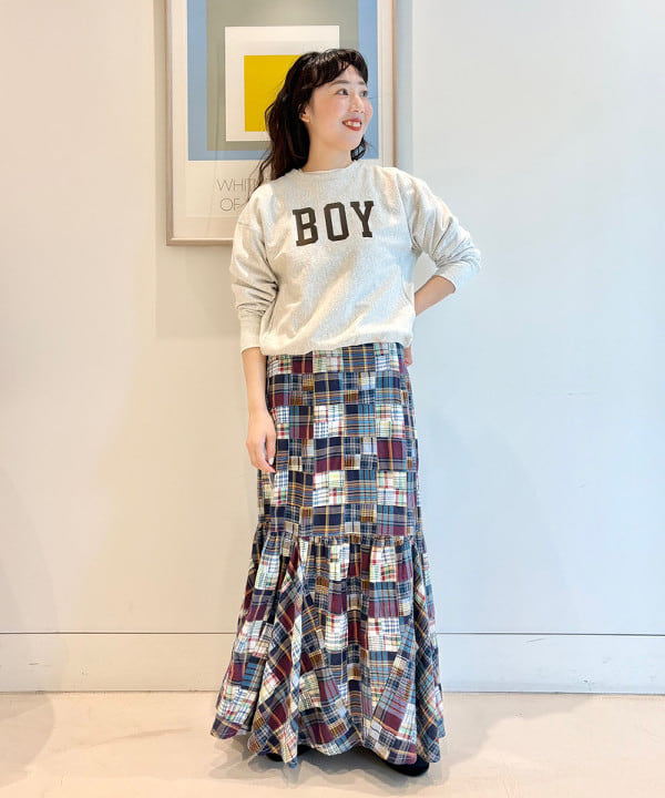 おのすさんの「BEAMS WOMEN｜【別注】Champion / ボーイ リバースウィーブ(R) クルー」を使ったコーディネート