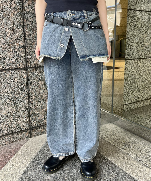 あさひさんの「BEAMS WOMEN｜デニムスカート レイヤード パンツ」を使ったコーディネート