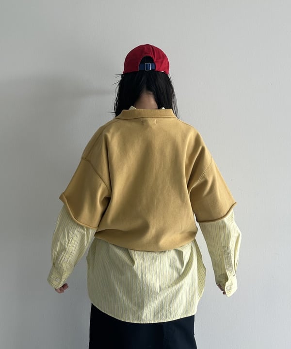 清水 彩乃さんの「BEAMS WOMEN｜ドビー ストライプ ビッグ BDシャツ ＜定番 / オンオフ兼用＞」を使ったコーディネート