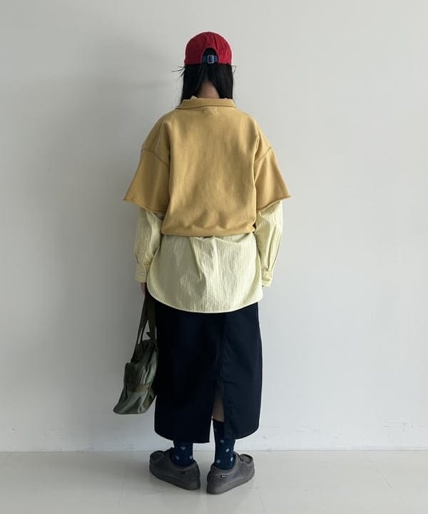 清水 彩乃さんの「BEAMS WOMEN｜ドビー ストライプ ビッグ BDシャツ ＜定番 / オンオフ兼用＞」を使ったコーディネート