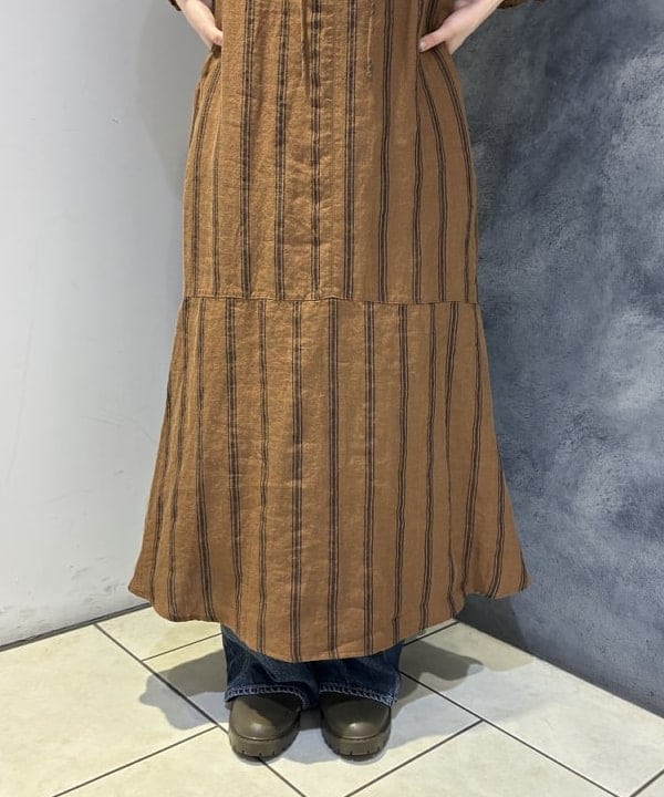 Hazukiさんの「BEAMS WOMEN｜リネン バルーンスリーブ ワンピース」を使ったコーディネート