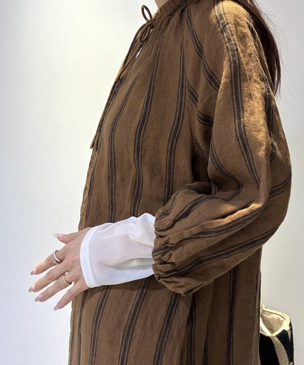 ササキさんの「BEAMS WOMEN｜リネン バルーンスリーブ ワンピース」を使ったコーディネート