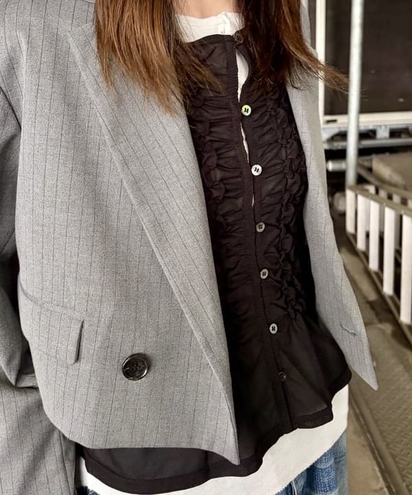 むりょさんの「BEAMS WOMEN｜2ボタン W クロップド ジャケット」を使ったコーディネート