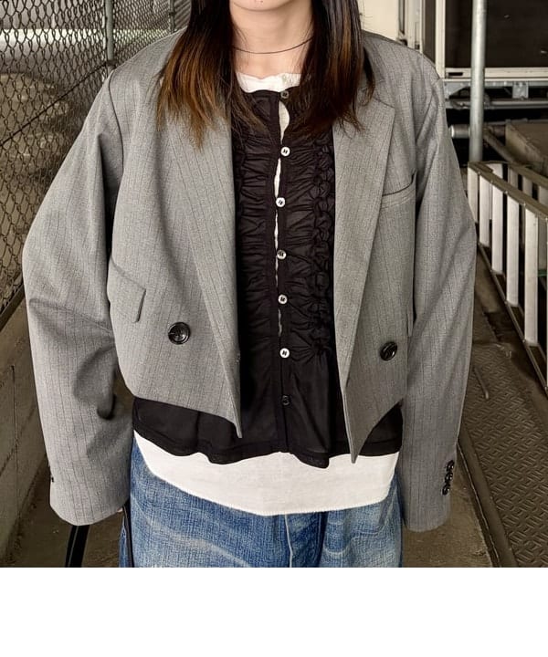 むりょさんの「BEAMS WOMEN｜2ボタン W クロップド ジャケット」を使ったコーディネート